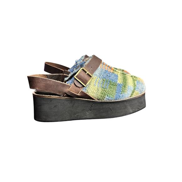 Free People Women's Astrid Platform Mule 8.5 Blue Knit Square toe Casual Clogs - Picture 1 of 10